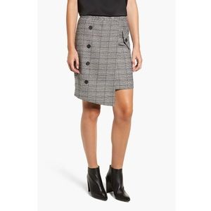 Chriselle Lim Collection Bianca Houndstooth Button Front Skirt Grey Size Medium